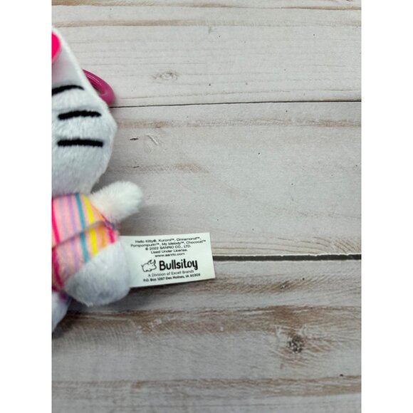 Hello Kitty Plush Keychain 4" Sanrio 2022 Bullsitoy Striped Outfit Pink Bow - Picture 3 of 5